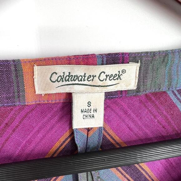 Coldwater Creek 100% LINEN Womens Size Small Aztec Pink Blouse Shirt Top V Neck - Picture 2 of 9